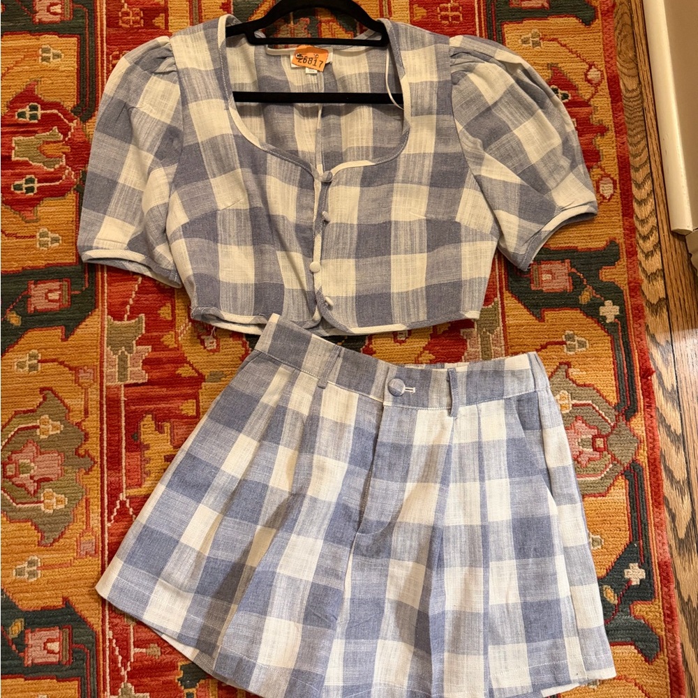 Blue and White Plaid Dress